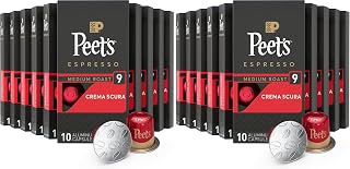 Peet's Coffee Medium Roast Espresso Capsules, Compatible with Nespresso Original Machine - Crema Scura Intensity 9, 100 Count (10 Boxes of 10 Espresso Capsules) (Pack of 2)