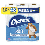 Ultra Soft Toilet Paper Mega Rolls by Charmin – 12 Count (Pack of 1), Paper, White, Pack of 12, Model 61925PK