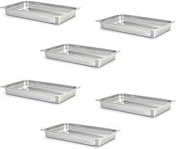 Adcraft Perforated Steam Table/Hotel Pan, Full Size, 2-1/2" Deep, Pack of 6, in Stainless Steel (PP-200F2)