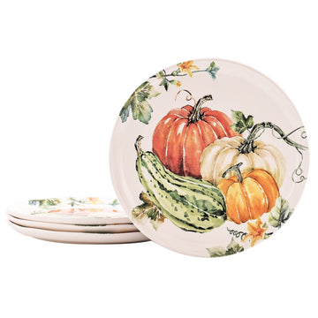 Bico Pumpkin Feast Dinner Plates, 11 Inch Ceramic, Set of 4