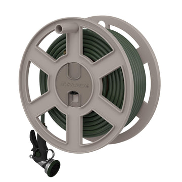 Sidewinder Wall Mount Garden Hose Reel by Suncast – 1 Pack, Resin, Taupe, Model SWA100