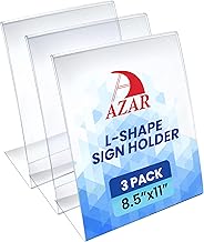 Azar Displays 112430-3PK Side Load Sign Holder 8.5x11 – Clear Flexible Plastic Display Stand, Slanted Acrylic Tabletop Frame for Menus, Signs– Pack of 3