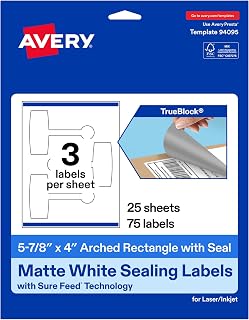 Avery Printable Sealing Labels, 5-7/8" x 4", TrueBlock Matte White, Sure Feed Technology, Print-to-The-Edge Capability, Laser/Inkjet Printer Compatible, 75 Total