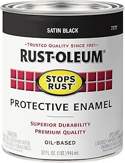 Rust-Oleum Stops Rust Brush On Protective Enamel Paint, Satin Black | Rust and Corrosion Resistant, Indoor and Outdoor Durability, Beautiful Finish on Metal, Wood and More, Quart