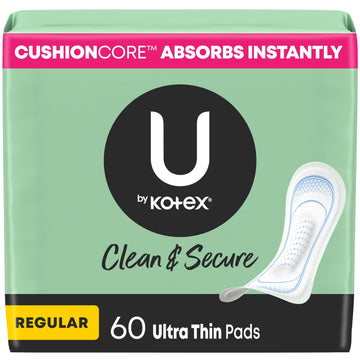 Ultra Thin Pads by U by Kotex – Regular, Cotton, White, Pack of 60, Model 00036000477467