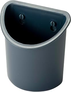 Officemate Pencil Cup, Wall-Mount Pen and Pencil Holder, Plastic Desk Organizer for Writing Supplies, 4.25 x 4.75-Inches, Gray