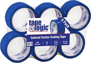 Tape Logic 2 Inch x 55 Yards Blue Packing Tape, 2.2 Mil Thick, Pack of 6 Rolls, For Packaging, Shipping, Moving and Color Coding