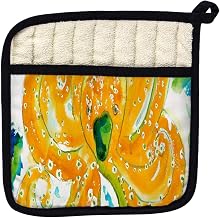 Betsy Drake PT083 Orange Octopus Pot Holder