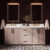 ARIEL Loren 72-inch Bathroom Vanity with Sink,Solid Wood, 1.5-inch Carrara White Quartz Countertop, Double Rectangular Porcelain Sink, 4 Soft Closing Doors, 3 Dovetail Drawers, Mocha
