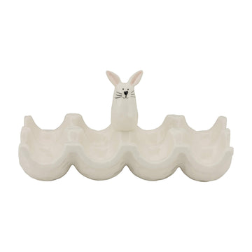 Bunny Egg Crate Serving Platter by 10 Strawberry Street – 8-section, Dolomite, White, Model EGGCRT-ORG-BUN