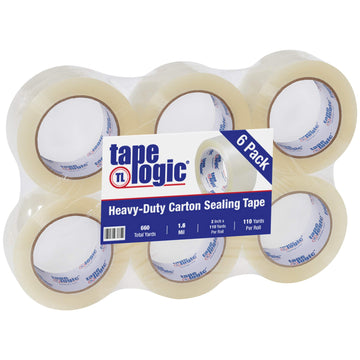 2 Inch x 110 Yards Clear Acrylic Packing Tape by Tape Logic – Case of 6, Acrylic, Clear, Pack of 6, Model TLT9021606PK