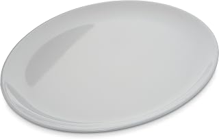 Carlisle FoodService Products Epicure Reusable Plastic Plate Dinner Plate for Buffet, Restaurant, and Home, Melamine, 10 Inches, White, (Pack of 48)