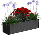 Mayne Vista 36in Rectangular Window Box Planter, Charcoal | All season, Fade resistant, Mounting brackets included, Woodgrain finish, Built-in overflow, 10-year warranty