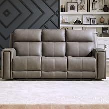 Liberty Furniture Camden Triple Power Reclining Sofa - USB Charging Ports, Zero Wall Hugger, Hidden Pop Out Cupholders - Aline Light Gray Leather