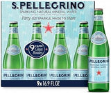 San Pellegrino Sparkling Natural Mineral Water – 500 mL (16.9 fl oz) Glass Bottles – 9 Pack – Premium Italian Carbonated Mineral Water