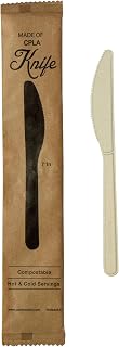 PacknWood Bamboo Fiber Knife | Wrapped Heat Proof Corn Knife | Eco-Friendly, Disposable and Biodegradable Utensils | Ideal for Catering Formal Events, Parties, Barbecues & Other Occasions - 500 Pcs