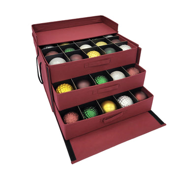 612 Vermont Ornament Storage Box, Holds 60 Ornaments of 4 Inches, Burgundy