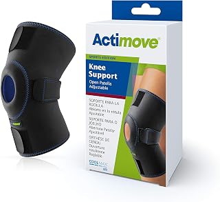 Actimove Sports Edition Knee Support Open Patella with COOLMAX AIR Technology – Sleeve for Pain Management – For Strains, Sprains & Swelling - Left/Right Wear – Black, Universal Plus