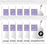 simplehuman Code P 200 Count Custom Fit Liners, Drawstring Kitchen Trash Bags, One-by-One Mess-Free Dispense, Extra Thick & Double Seamed, 50% PCR Plastic, 50-60 Liter / 13-16 Gallon, White