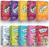 Crush Powder Drink Mix and Hawaiian Punch Powder Drink Mix 10 box total- Sugar Free & Delicious, Excellent source of Vitamin C packaged as a Combo Assorted Gift Pack with a Bonus Inspirational Magnet by D'Elite Box