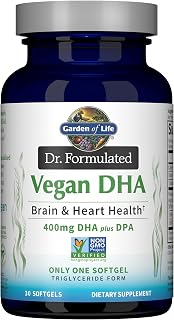 Garden of Life Dr. Formulated Vegan DHA Omega‑3 Supplement, Softgels, 30 Count (Pack of 6)