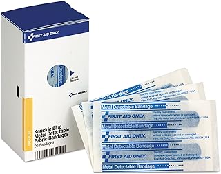 First Aid Only FAE-3030 SmartCompliance Refill Blue Metal Detectable Knuckle Bandages, First Aid Kit Refill Supplies for Business, Food Service, Restaurants, Worksite, and Home, 20 Count