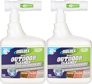 Moldex Instant Outdoor Cleaner with Bleach, 64 oz Hose End Sprayer, 2 Pack, Fast Acting Outdoor Surface Cleaner for Siding, Decks, Fences and Exterior Surfaces