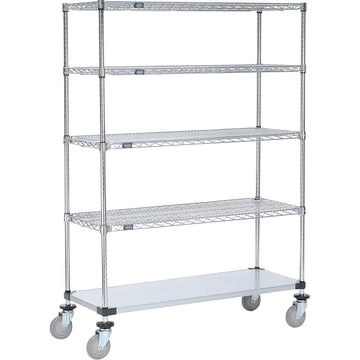 Open Sided Wire Exchange Truck by Nexel – 49"L x 18"W x 69"H, 12-Gauge Steel, Chrome, Model 251286