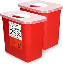 Large Sharps Container for Home Use and Professional 2 Gallon (2-Pack) with Rotating lid, Biohazard Needle and Syringe Disposal, CDC Certified
