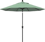 California Umbrella 9' Round Aluminum Market Umbrella, Crank Lift, Push Button Tilt, Black Pole, Pacifica