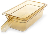 StorPlus High Heat Food Pan with 1 Handle by Carlisle FoodService Products – Third Size, 7.30442 ounces, Plastic, Amber, Model 30861H13