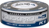 Duck Pro by Shurtape Contractor Grade, Colored Cloth Duct Tape for Industrial Color Coding, Sealing, Seaming and Splicing, 48mm x 60yd, 9.0 mil, Black, 1 Roll (105462)