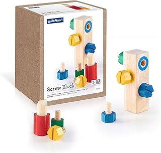 Guidecraft Screw Block - Kids Multi-Color Matching Game, Classic Wooden Toddler Memory and Sensory Skills Development Toy