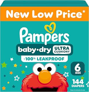 Pampers Diapers - Baby Dry - Size 6, 144 Count, Absorbent Disposable Infant Diaper (Packaging May Vary)