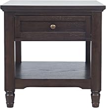 Brentwood Modern Transitional 24" Square End Table with Drawer and Storage Shelf,Dark Brown