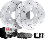 Dynamic Friction Company Front Brake Kit Fits 1974-1981 Dodge Ramcharger | 1975-1977 Dodge W100; 1977-1981 Dodge W150| Drilled Slotted Brake Rotors| 3000 Ceramic Brake Pads and Rotors Kit| Hardware
