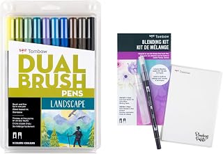 Tombow Art Marker Collection: Landscape 10 Piece Dual Brush Pen Set with Blending Palette Kit