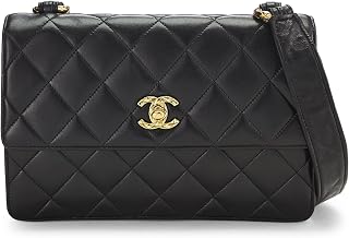Chanel, Pre-loved Black Quilted Lambskin Shoulder Bag, Black