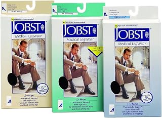 JOBST forMen Compression Socks, 20-30 mmHg, Thigh High, Closed Toe, Small, Black