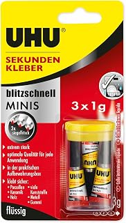 UHU 45415 Super Glue Lightning Fast Minis 3 x 1G