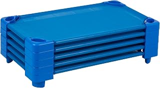 ECR4Kids Stackable Kiddie Cot, Assembled, Toddler Size, 5-Pack, Blue