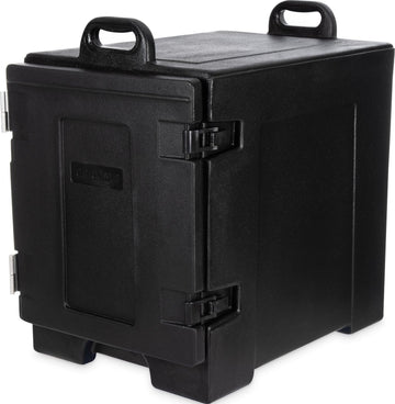Cateraide Front Loading Insulated Food Pan Carrier by Carlisle FoodService Products – 5 Pan Capacity, 2.5 inches, Plastic, Black, Model PC300N03