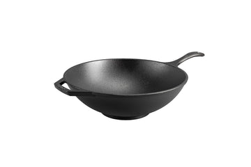 Chef Collection 12.5 Inch Pre-Seasoned Cast Iron Wok by Lodge – 12.5", 5.0 cubic_inches, Cast Iron, Black, Model LC12W