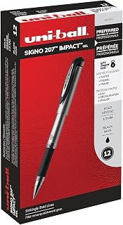 Sanford Brands Uni-Ball 207 Impact Gel Black Pen, (Pack of 12)