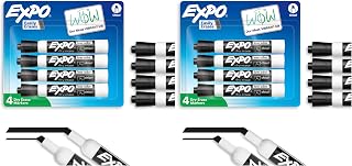 EXPO Dry Erase Markers, Low Odor Ink, Black, Chisel Tip, 4 Count - Whiteboard, Calendar, Organization, Essential Supplies for Office, School, Classroom, Teachers (Pack of 2)