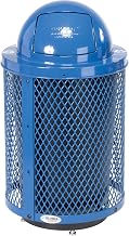 Global Industrial 36 Gallon Outdoor Commercial Recycling Can, Dome Lid | Blue, 23-1/2" Diameter x 43"H, Powder Coated Steel, Raised Base, Plastic Liner and Anchor Kit Included, Unassembled