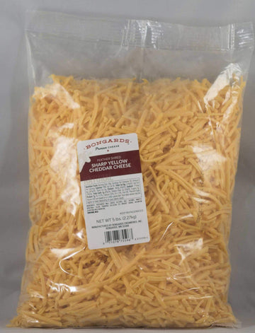 Sharp Yellow Cheddar Feather Shredded Cheese by Bongards – 80 Ounce (Pack of 6), Pack of 6