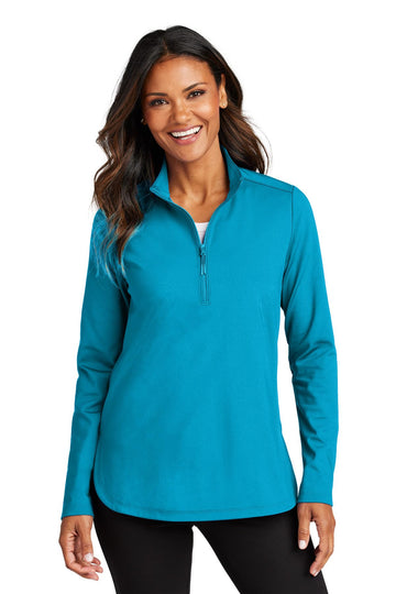 Women's Double Knit 1/4-Zip by Port Authority – X-Large, Recycled Polyester, Spandex, Parcel Blue, Model 25.58