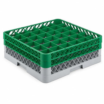 36-Compartment Glass Rack by Glownary – Plastic, Green - Gray, Model 274rk362