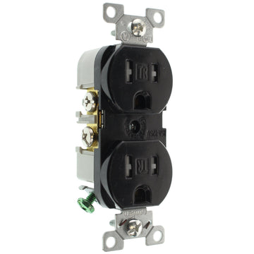 Commercial Tamper Duplex Receptacle by Hubbell – Metal, Black